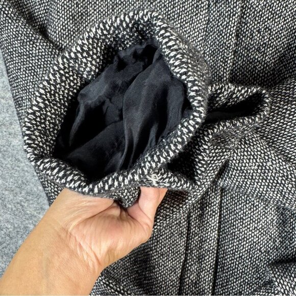 Mango Turtle High Neck Y2K Aesthetic Zip Up Gray Wool Belted Jacket Size 6 - Picture 4 of 16